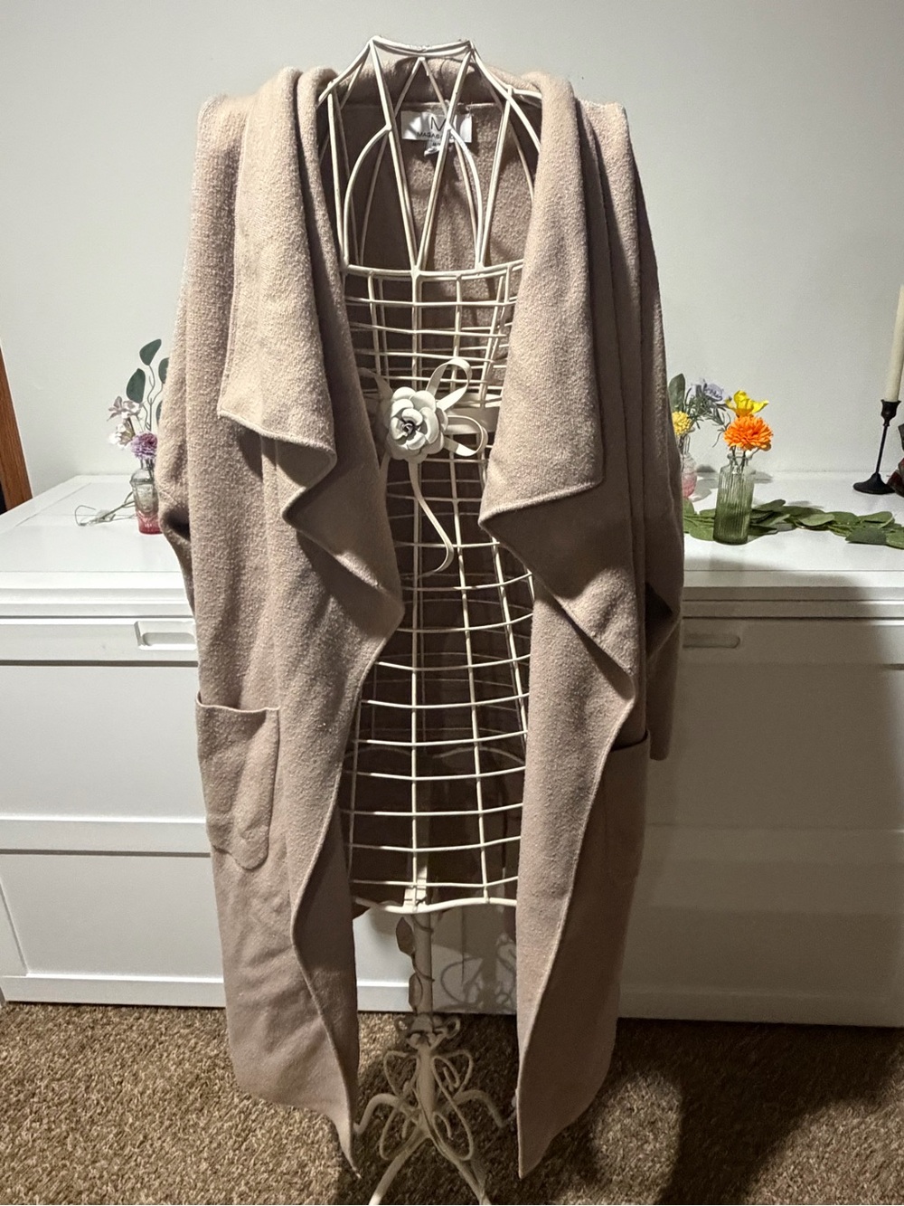Magaschoni Cascade Open-Front Cardigan - Taupe